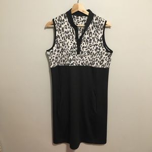 Tail Athletic Black Tan Cheetah Collared Dress | M